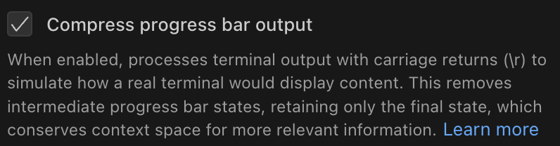 Compress progress bar output checkbox